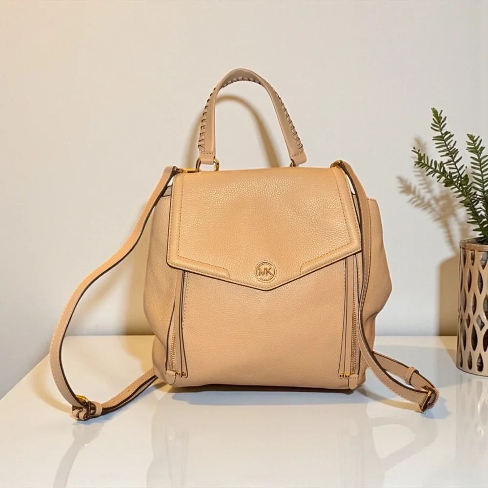 Michael Kors Freya Medium Convertible Pebbled Leather Backpack - Picture 1 of 10